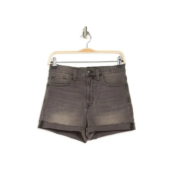 Madewell High Rise Cuffed Denim Shorts Gray Slater Wash M9237 Plus Size 14W 14 - Picture 6 of 8